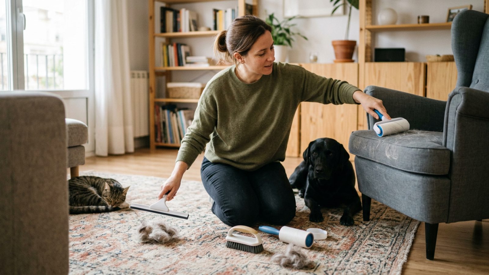 Cómo quitar el pelo de mascotas de muebles y alfombras