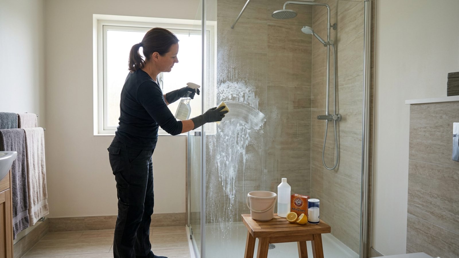 Cómo quitar las manchas de cal de las puertas de ducha de cristal